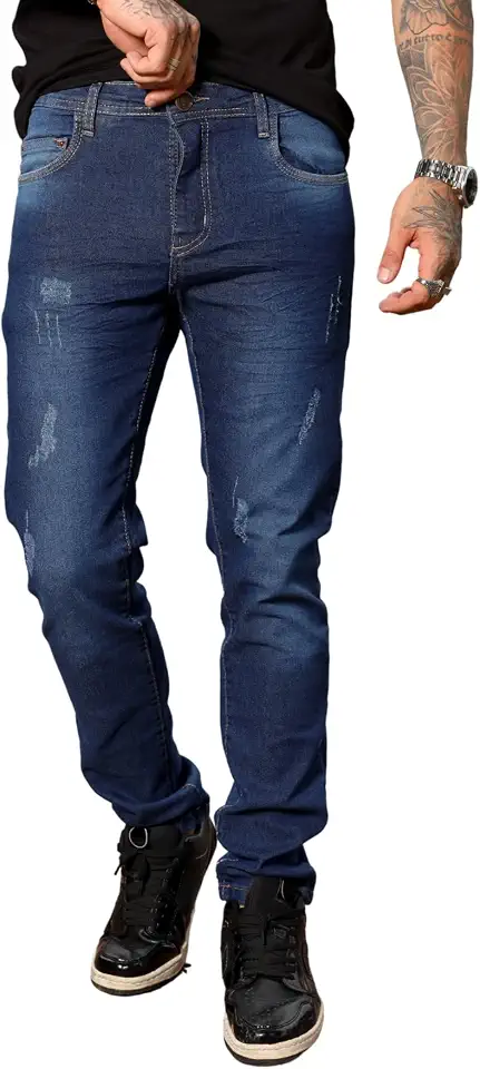 Calça Jeans Masculina Slim Fit Elastano Premium Com Chaveiro