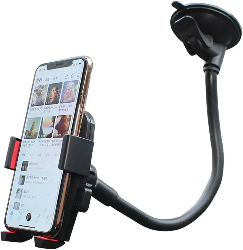 Suporte Veicular para Celular com Ventosa, Trava Automática, Base Flexível e Rotação 360°, Instalação no Painel ou Para-brisa, Compatível com Diversos Smartphones