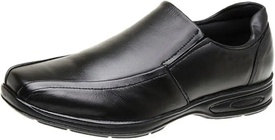 Sapato Social Masculino Couro Legítimo Anti Stress Conforto Ortopédico Preto com detalhes em cores variadas 37/44