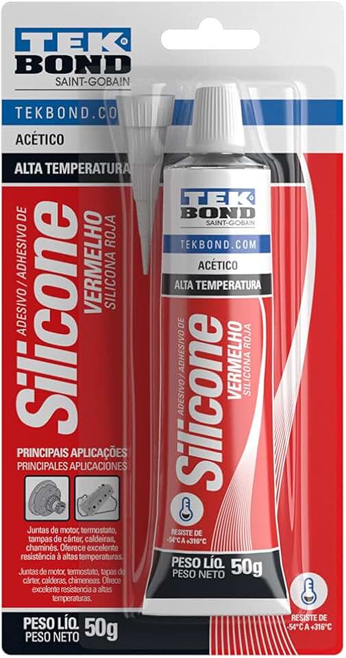 Silicone de alta temperatura Vermelho 50g Automotivo- TEKBOND-SILALTATEMPRED50