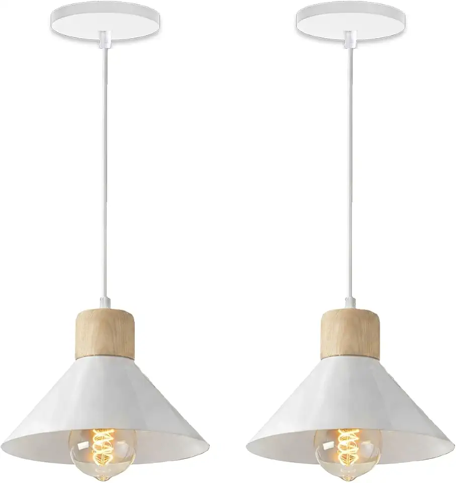 KIT 2 Luminária Pendente de teto Moderna Sala Cozinha Balcão (Branco)