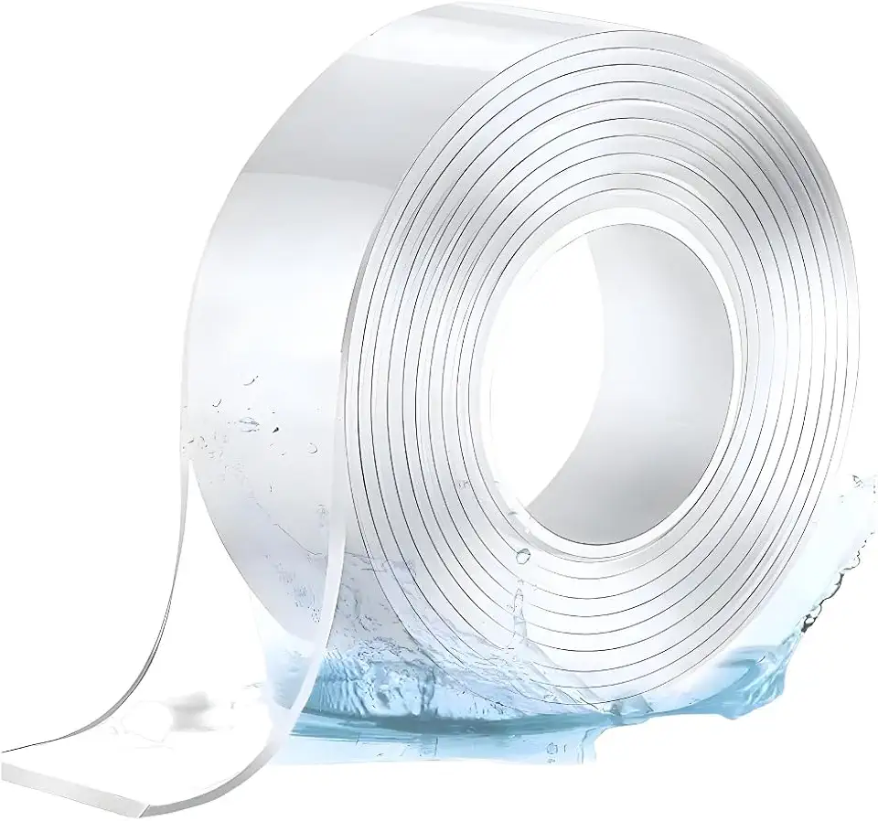 Fita Nano Dupla‑Face Transparente 3M Extra Forte, Reutilizável e Lavável – Não Danifica Paredes, Fixação Sem Furos Para Vidro, Azulejo, Plástico e Madeira