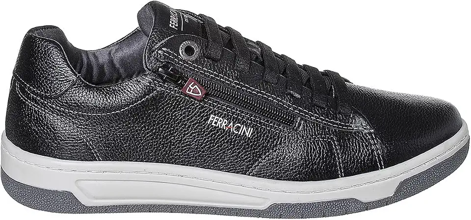 Sapatênis Casual Ferracini Masculino Material Couro Confortável Sofisticado Cores Preto, Cinza Claro