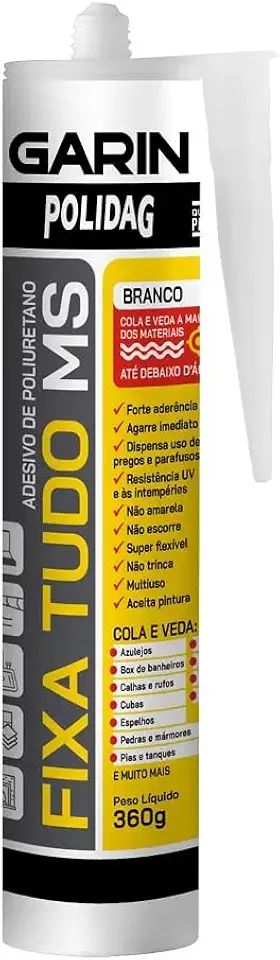 Adesivo Cola Sela Veda Fixa Tudo Alta Performance Polidag Branco 360g Cola Até Embaixo d'Água