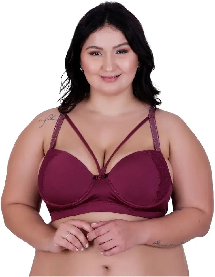 Sutiã Plus Size com Tirinhas Bojão Detalhe em Renda Strappy
