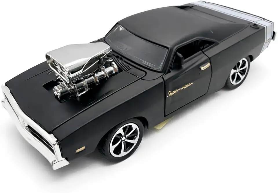 Miniatura De Ferro D o d g e Charger R/T Velozes e F u r i o z o s escala 1:32 (Preto Com Motor)