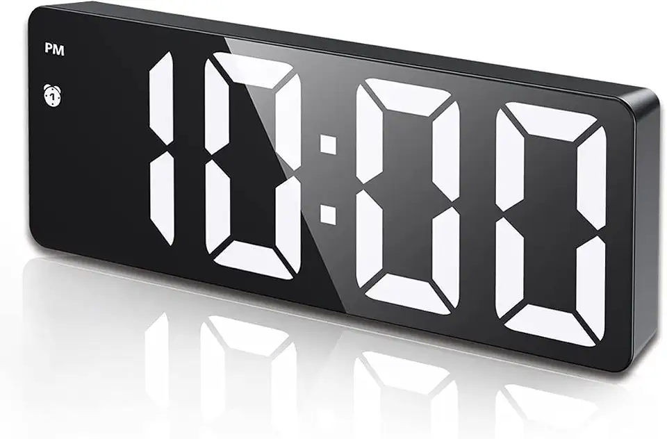(Versão atualizada) Relógio despertador digital, Relógio LED para quarto, Relógio eletrônico de mesa com visor de temperatura, brilho ajustável, controle de voz, visor 12/24H para casa, dormitório, escritório