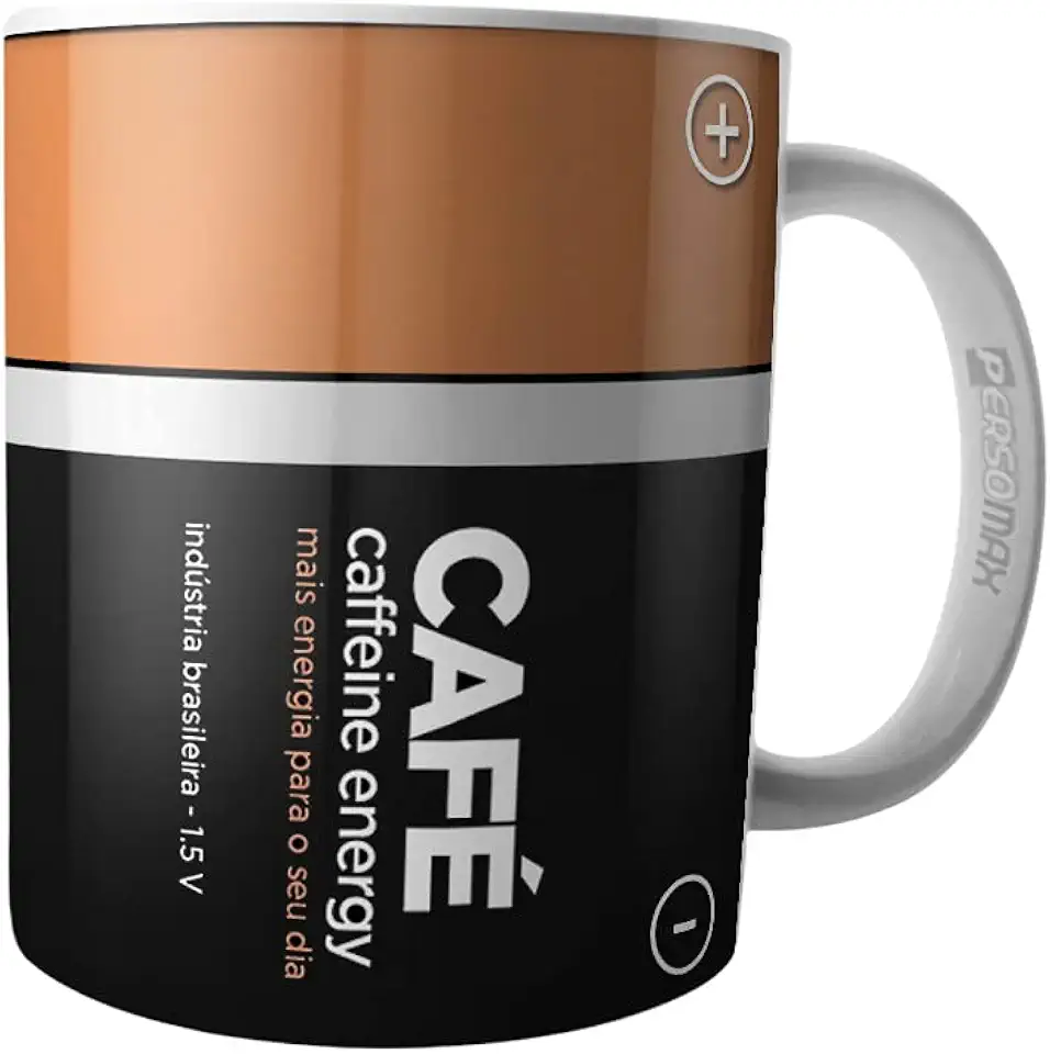 Caneca Café Pilha Caffeine Energy Geek Nerd Humor Meme