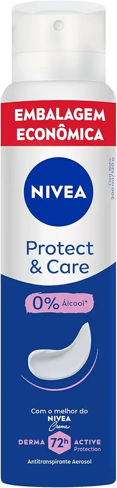 NIVEA Desodorante Antitranspirante Aerossol Protect & Care 200ml, Proteção 72h, Cuidado Suave, Axilas Protegidas