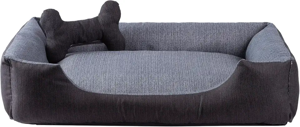 Cama Pet para Cachorro ou Gato Tamanho Médio 70x50cm Com Zíper Lavável Para Animais até 16 kg (Grafite/Preto)
