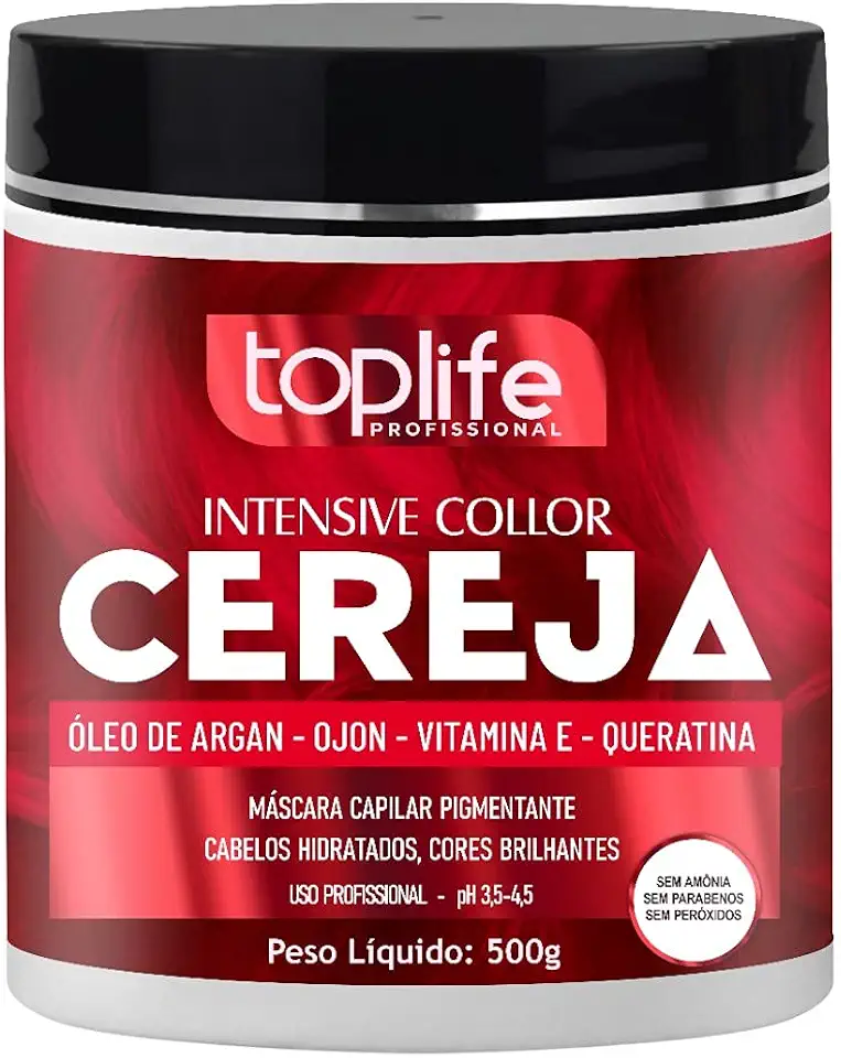 Máscara Matizadora Tonalizante Vermelho Cereja Toplife 500gr