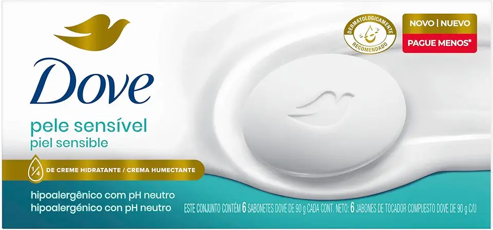 Dove Sabonete em Barra Pele Sensível 90g 6 Unidades