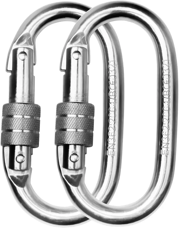 Mosquetão Aço Oval Rosca 22kn 5000 Lbs Trava Dupla 2 Peças
