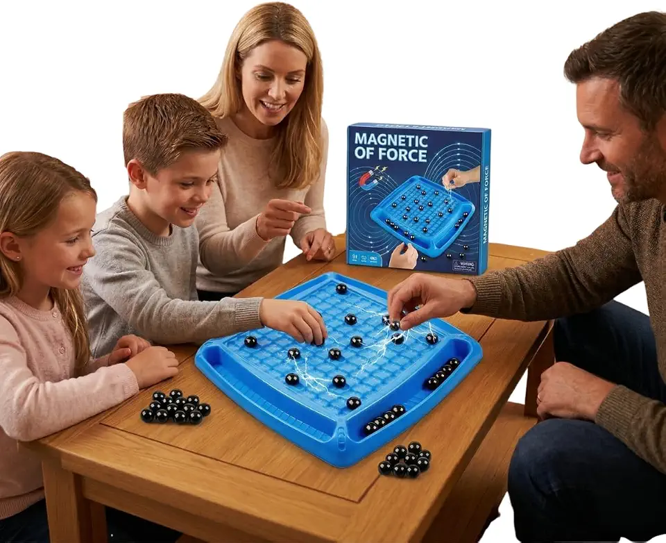 Brinquedo Jogo Tabuleiro Estratégico De Xadrez Magnético Treinamento De Pensamento Estratégia Educativo - 20 Bolinhas Magnéticas e Roleta, Jogo Para Família
