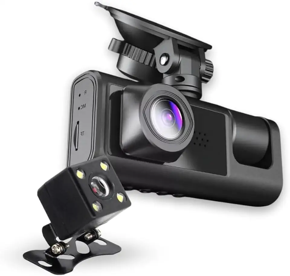 Câmera Veicular Dash Cam 3 Lentes Full HD 1080p Visão Noturna | DVR Automotivo Frontal, Interna e Traseira | Tela 4" LCD, Sensor G e Gravação em Loop | Ideal para Motorista de App e Uber