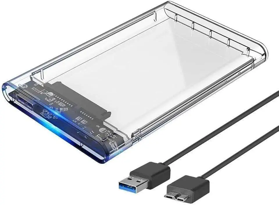 Case Externo Transparente para HD e SSD Conexão USB 3.0 Alta Velocidade Transmissao de 5Gbps SATA 3.0 Suporta até 5TB Plug and Play Premium