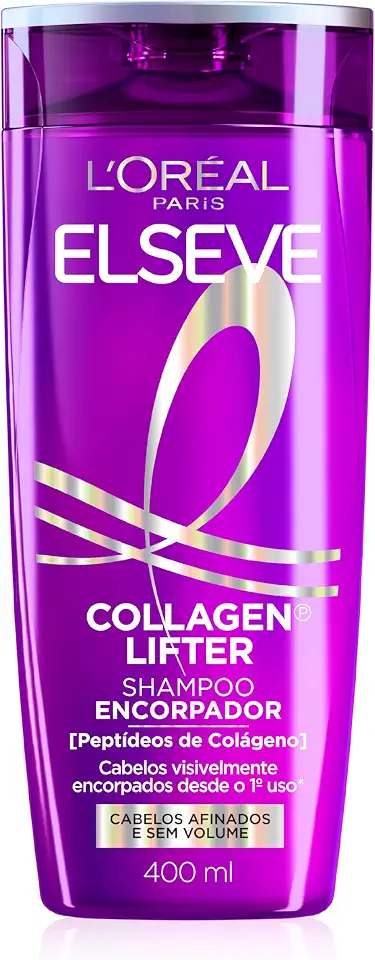 L'Oréal Paris Elseve Collagen Lifter Shampoo Encorpador para Cabelos Finos e Sem Volume, Reconstrói Massa Capilar e Amplifica Volume com Colágeno Vegetal 400ml