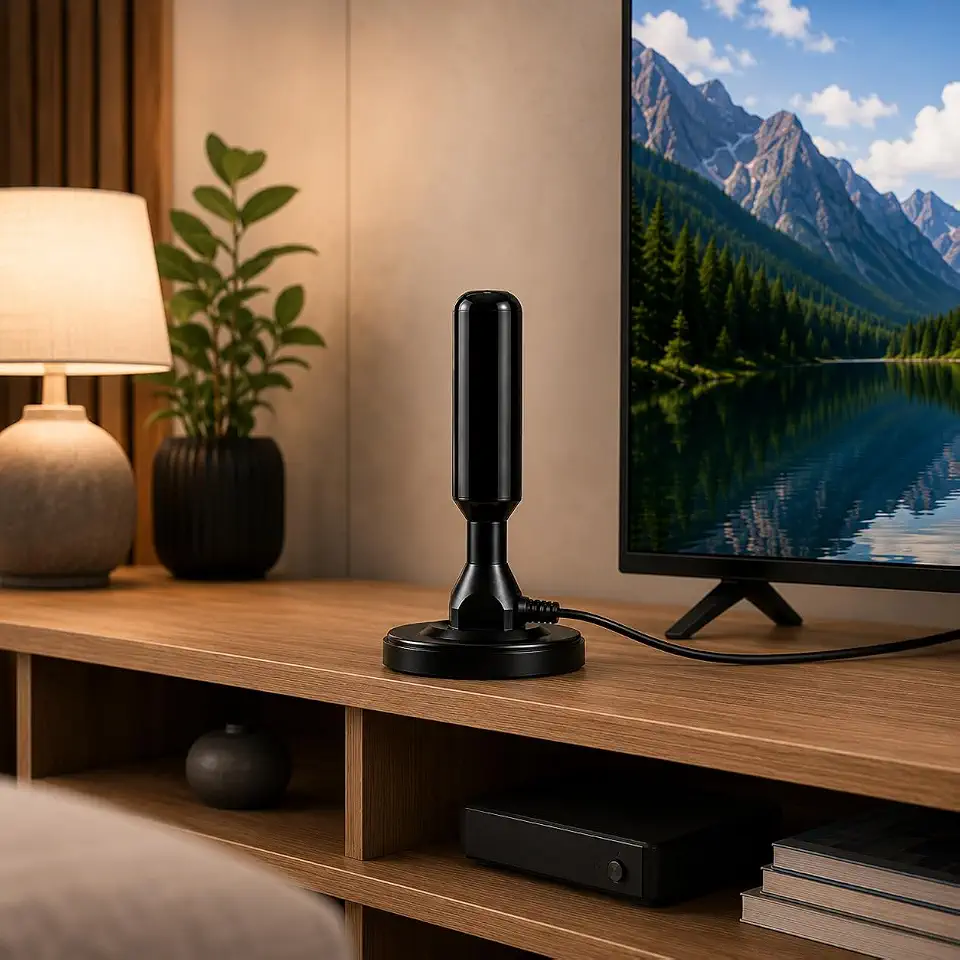 Antena Digital Interna e Externa para TV HD 4K UHD com Base Magnética e Cabo 3m – Alta Captação de Sinal para Canais Abertos Compatível com Todas as TVs