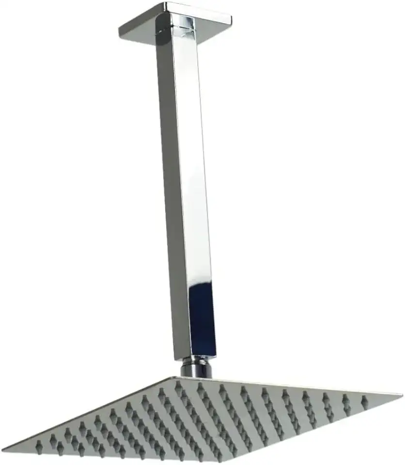 Ducha Teto Quadrada Slim 20x20 Inox 304 Cromado Chuveiro Articulável | Braço Suporte 26cm, Aquecimento Gás Solar Boiler, Banheiro, Suíte