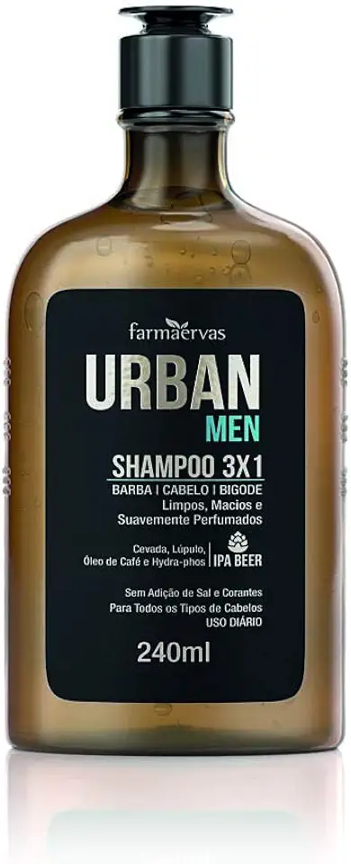Urban Men IPA Shampoo 3x1 240ml - Barba, Cabelo e Bigode | Limpeza e Hidratação