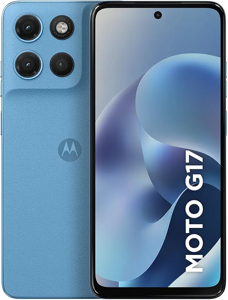 Smartphone Motorola Moto G17 4G - 256GB 12GB (4GB RAM + 8GB RAM Boost) camera 50MP Sony Lytia 600, tela FHD+ 60hz, bateria 5200 mAh - Azul Claro