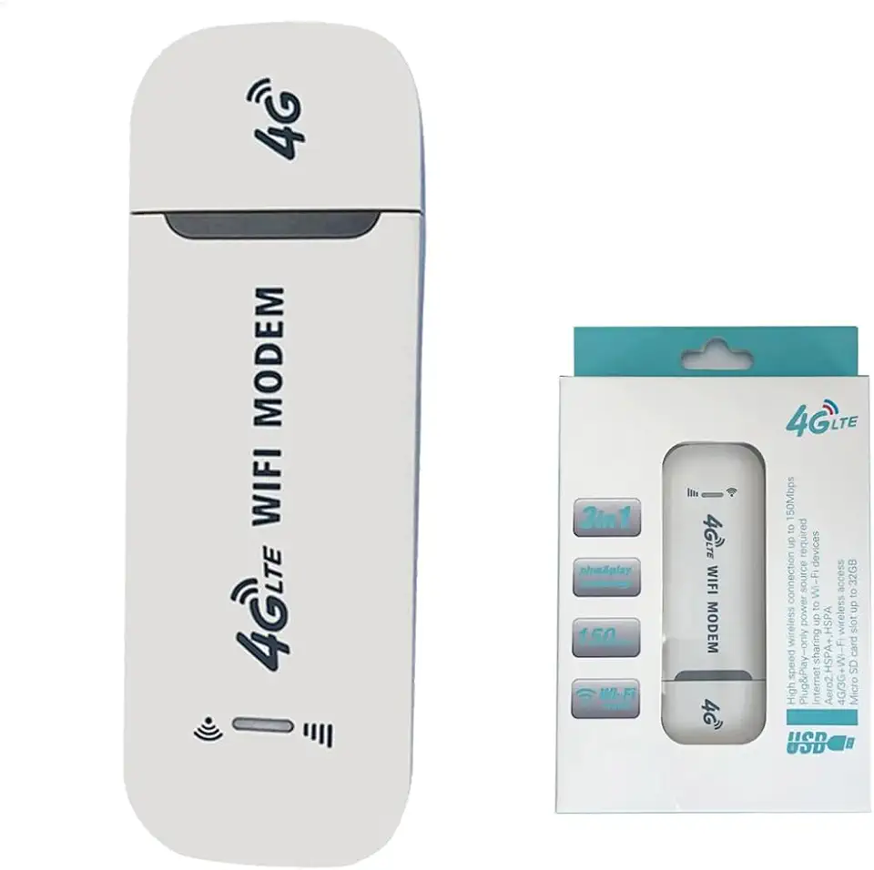 Athenix Roteador WiFi Portátil 4G LTE USB, Roteador de Rede Sem Fio, Ponto de Acesso Móvel USB de Bolso Com Slot para Cartão SIM, Adaptador de Rede USB, até 10 Dispositivos WiFi