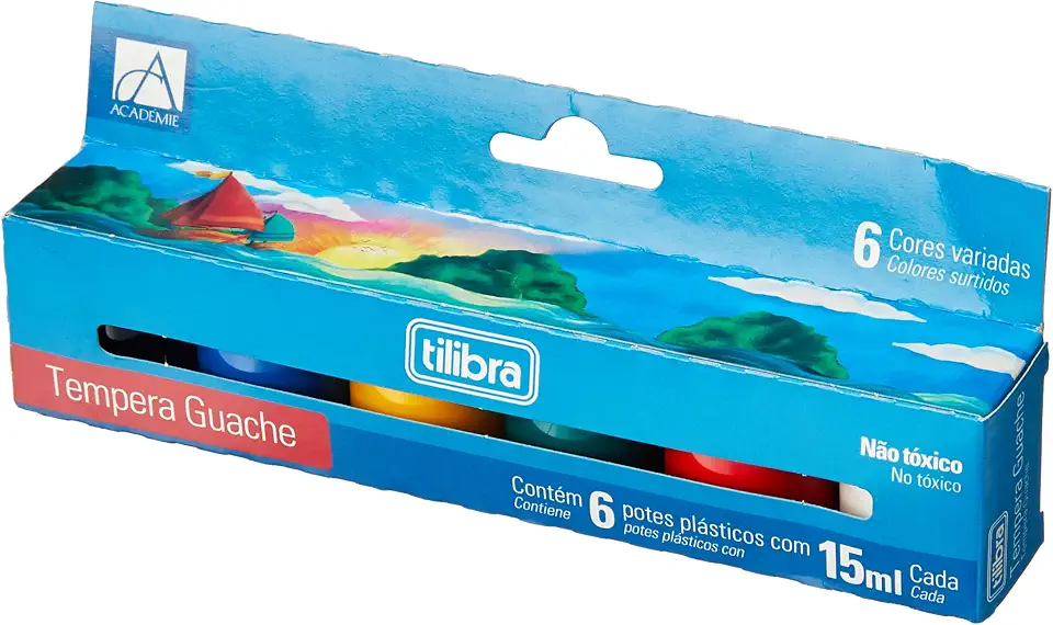 Tilibra - Tinta Guache 15ml 6 Cores Académie (Embalagem pode variar)