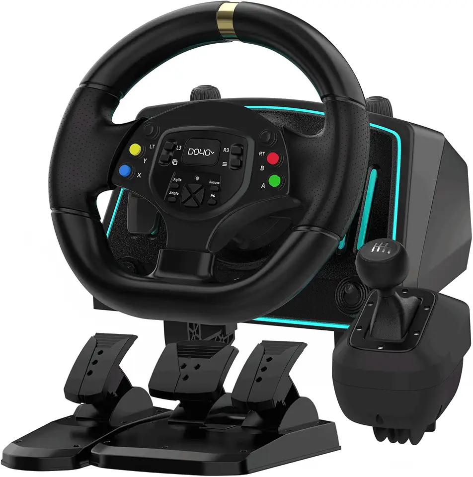 NBCP Racing Wheel, Gaming Steering Wheels 1080° Driving Sim Car Simulator with Pedals Clutch Paddle Gear Shifters for Xbox One/Xbox Series X S/ PS4/ PS3/ PC/Xinput/Xbox 360/ Switch/Android