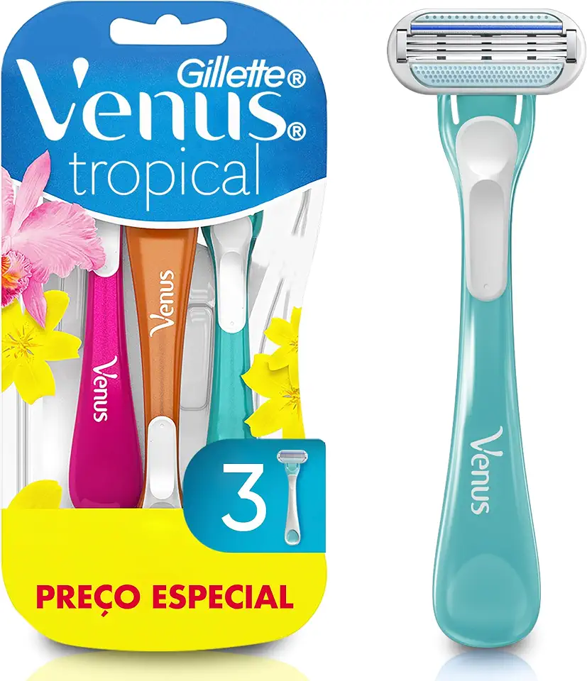 Gillette Venus Aparelho de Depilação Descartável Tropical com Aloe, 3 Unidades