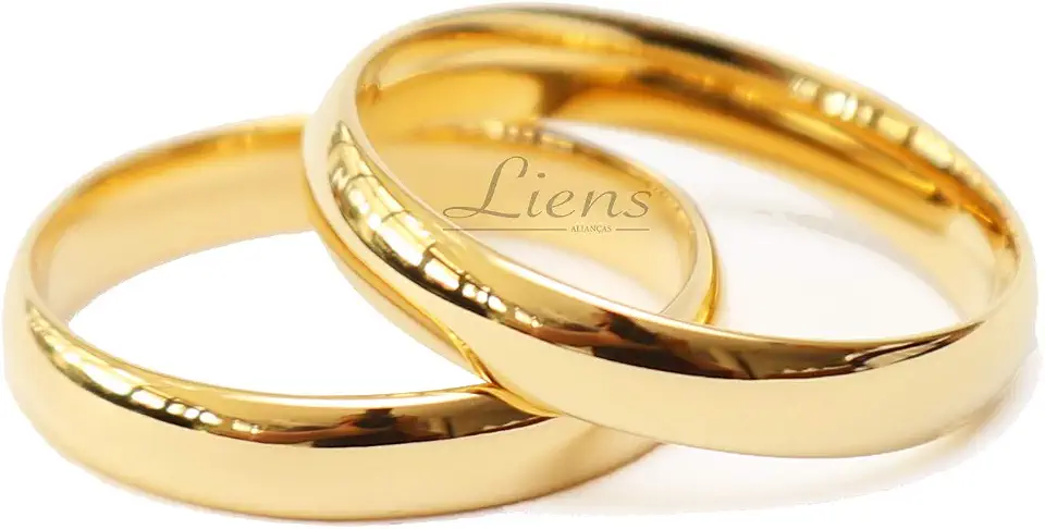Par de Alianças Casamento Tungstênio Banhada a Ouro 18k