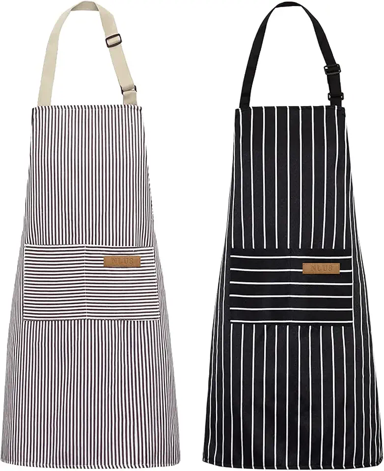 NLUS Pacote com 2 aventais de cozinha de cozinha, avental macio ajustável com 2 bolsos para homens e mulheres