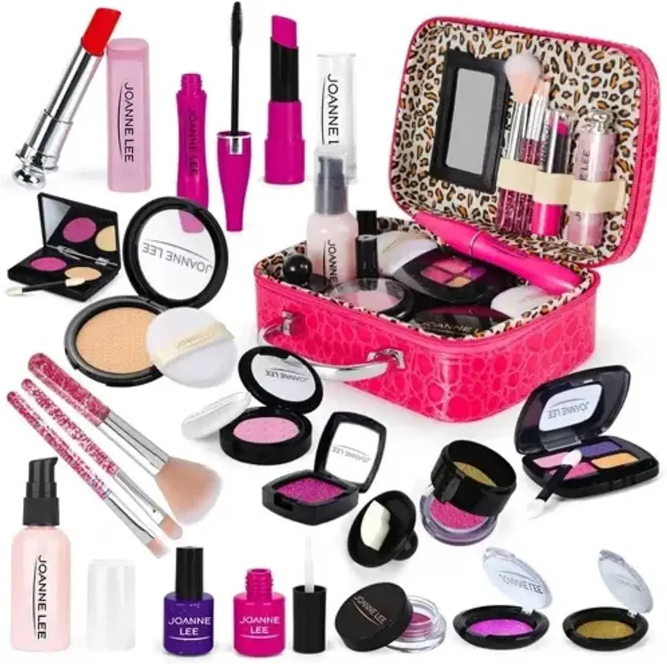 FINYQBET Kit Maquiagem Infantil - 21 Peças Seguras para Crianças + Bolsa Fofa - Brinquedo Educativo para Meninas 3+ Anos - Presente Criativo para Festas e Dia a Dia