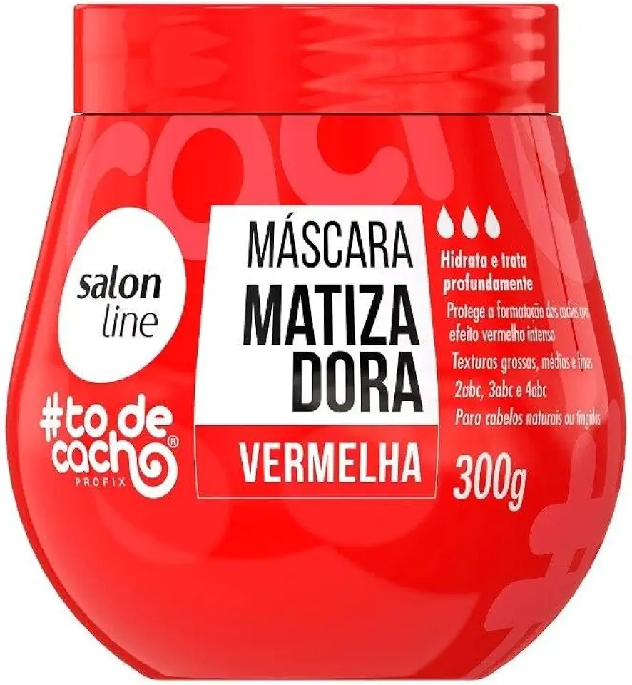 Salon Line, Máscara Matizadora Vermelha, #TodeCacho, Vegano - Para Cabelos Ondulados, Cacheados e Crespos, 300g