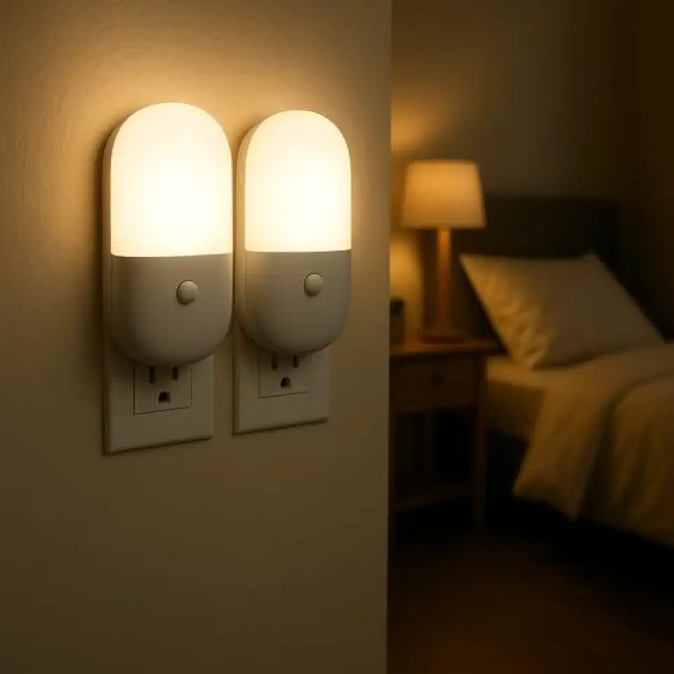 Abajur LED Mini Noturno Bivolt para Quarto Infantil: Luminária de Tomada em Acrílico - Luz Suave e Confortável para Bebês e Crianças - Kit com 02 Unidades