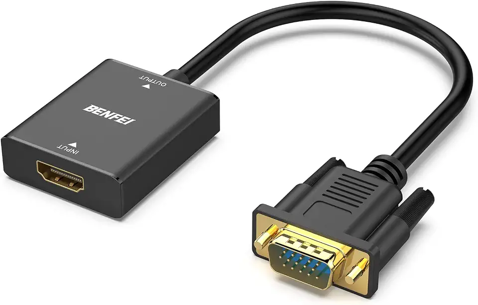 Adaptador HDMI para VGA, BENFEI HDMI para VGA (fêmea para macho) com entrada de áudio de 3,5 mm compatível com TV Stick, computador, desktop, laptop, PC, monitor, projetor, Raspberry Pi, Roku, Xbox