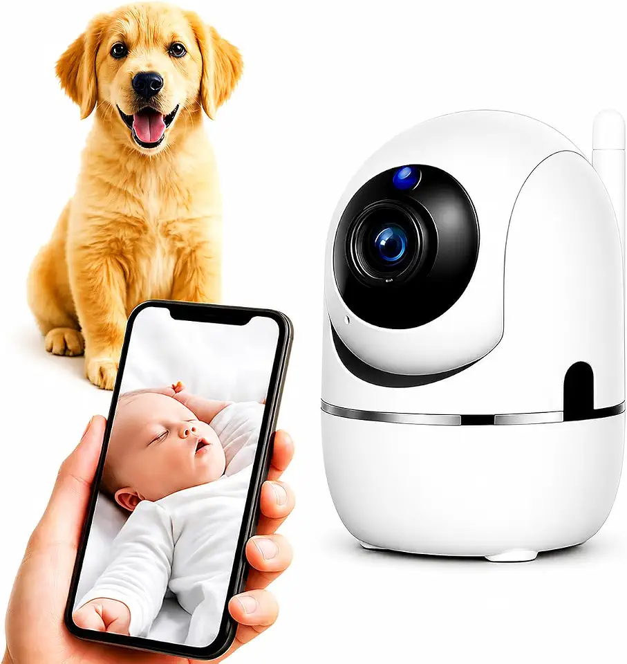 Câmera Babá Eletrônica Wi-Fi Full HD de Monitoramento e Segurança – Visão Noturna, Áudio Bidirecional, Panorâmica 360°, Alerta de Movimento no Celular, Uso Interno, Segurança para Bebês, Pets e Casa
