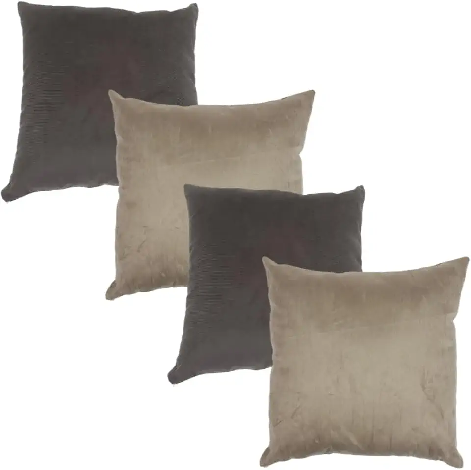 Kit Com 4 Almofadas Decorativas Cheias Nude e Marrom 43x43cm