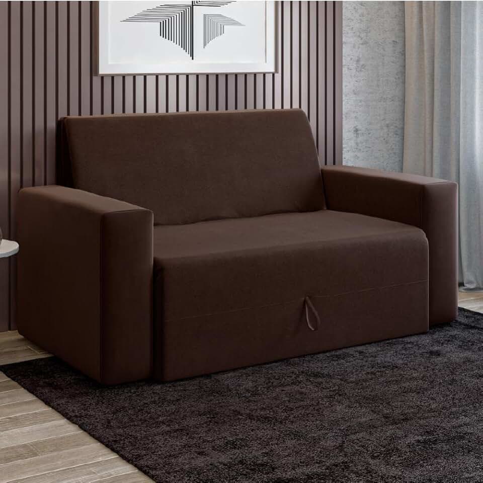 Sofá-cama 2 lugares Pratik 5000 Mamflex Marrom Suede