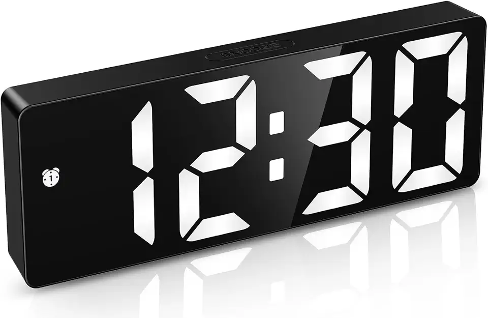Relógio Despertador Digital LED com Temperatura, Brilho Ajustável, Controle por Voz, Formato 12/24h para Quarto e Escritório