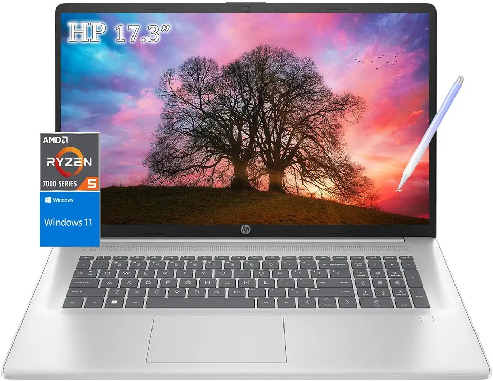 HP Laptops – Laptop com tela sensível ao toque de 17 polegadas com caneta Stylus – AMD Ryzen 5 7530U – Wi-Fi 6 – Obturador de privacidade da câmera – Ideal para estudantes universitários e escritório