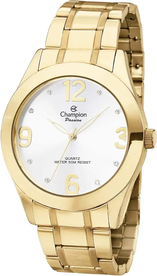 Relógio Champion Feminino Analógico Dourado Prova D´Agua + Colar e Brincos CH24268D