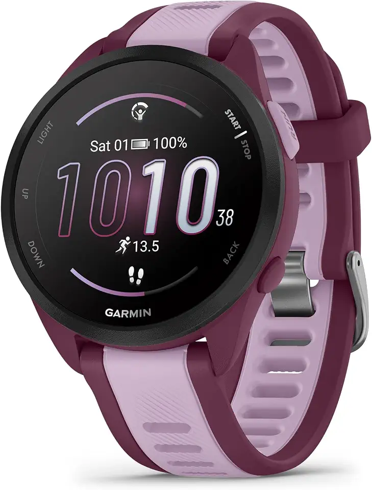 Garmin Relógio Forerunner 165 Music Lilás Cereja 43mm com Monitor Cardíaco de Pulso e GPS