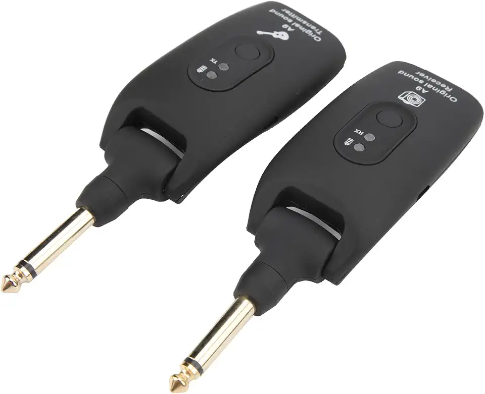 Receptor Transmissor de Guitarra, Sem Fio de 2,4 GHz Com Bateria Recarregável Integrada e Cabo USB, para Baixo de Guitarra e Instrumentos Musicais (Preta)