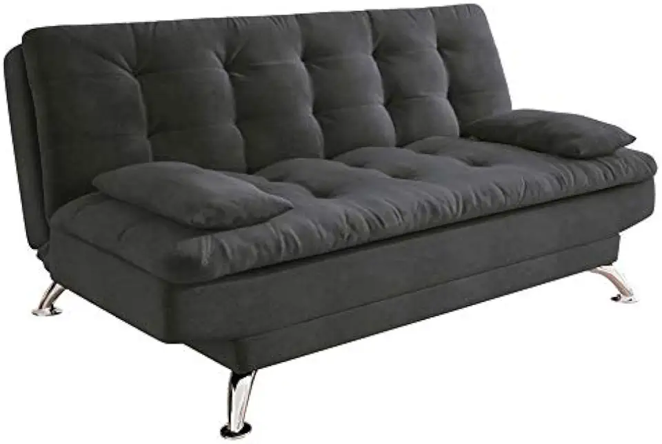 Sofá-Cama 3 Lugares Casal Premium Suede Cinza