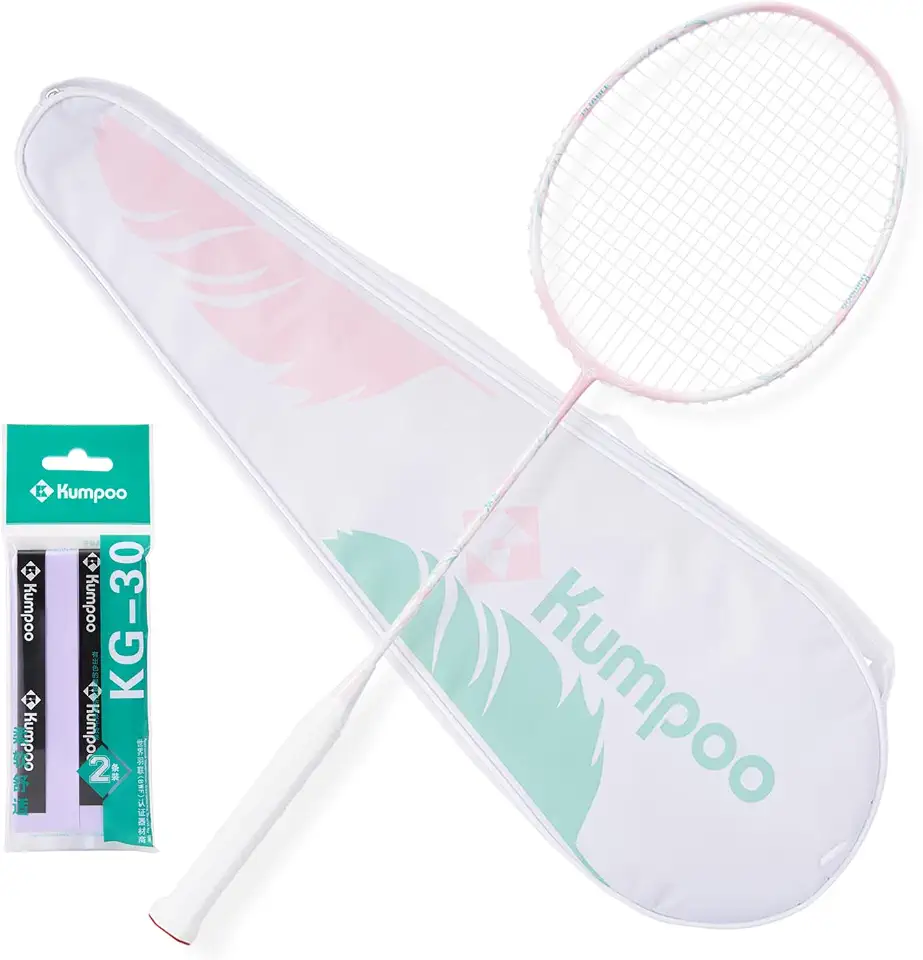 Raquete de badminton 5U Raquete de badminton leve: Raquete de badminton profissional com aderência e bolsa de raquete, raquete de badminton de fibra de carbono completa com ótimo desempenho e