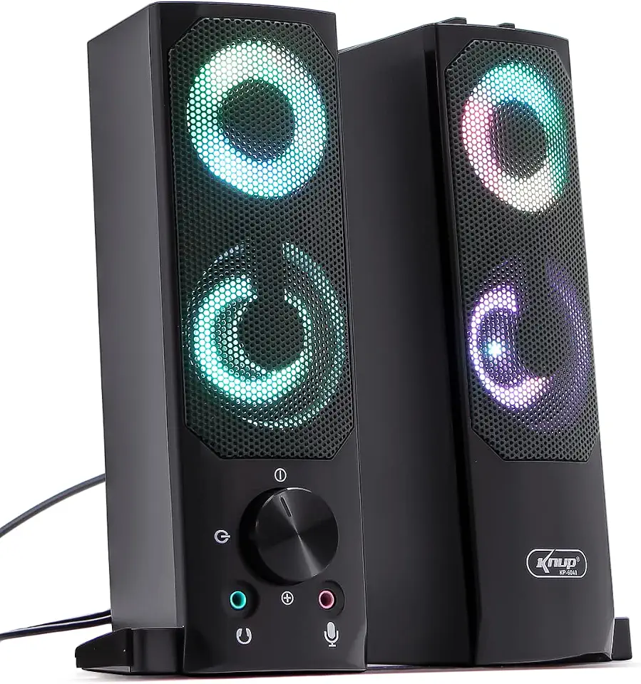 Caixa de Som Gamer Soundbar 12W Rms Real Torre Led Rgb Alto Falantes Subwoofer Estéreo P2 Usb Pc Computador Notebook Mac Tv