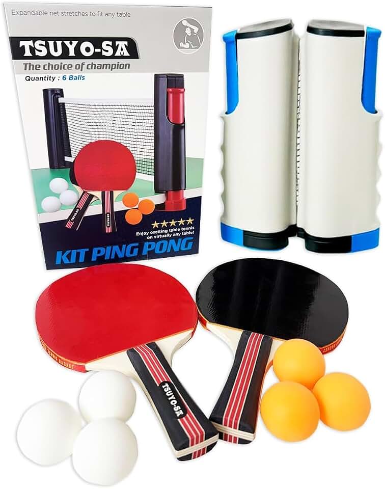 Kit Ping Pong Profissional Tênis Mesa 2 Raquetes Rede 6 bolas