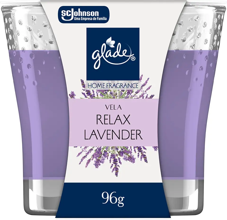 Glade Vela Aromatica Home Fragrance, Odorizador de Ambiente, Relax Lavender, 96g e 1 Pavio