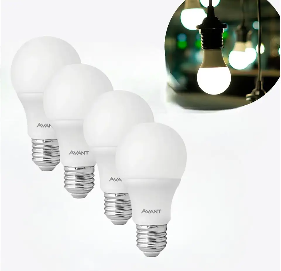 Kit de 4 Lâmpadas LED 9W 6500K Luz Branca Fria Soquete E27 para Iluminação Residencial e Economia de Energia
