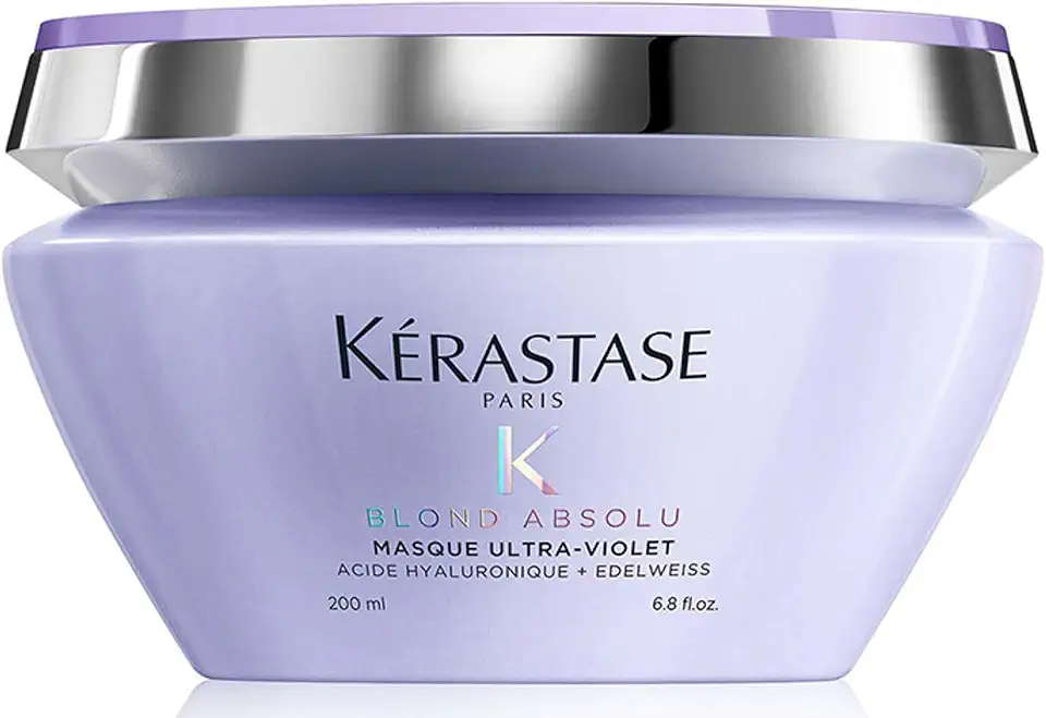 Kérastase Máscara Blond Absolu Masque Ultra-Violet, Cabelos loiros, descoloridos, Hidratação, neutraliza os tons amarelados, Ácido Hialurônico, Flor de Edelweiss, 200 ml